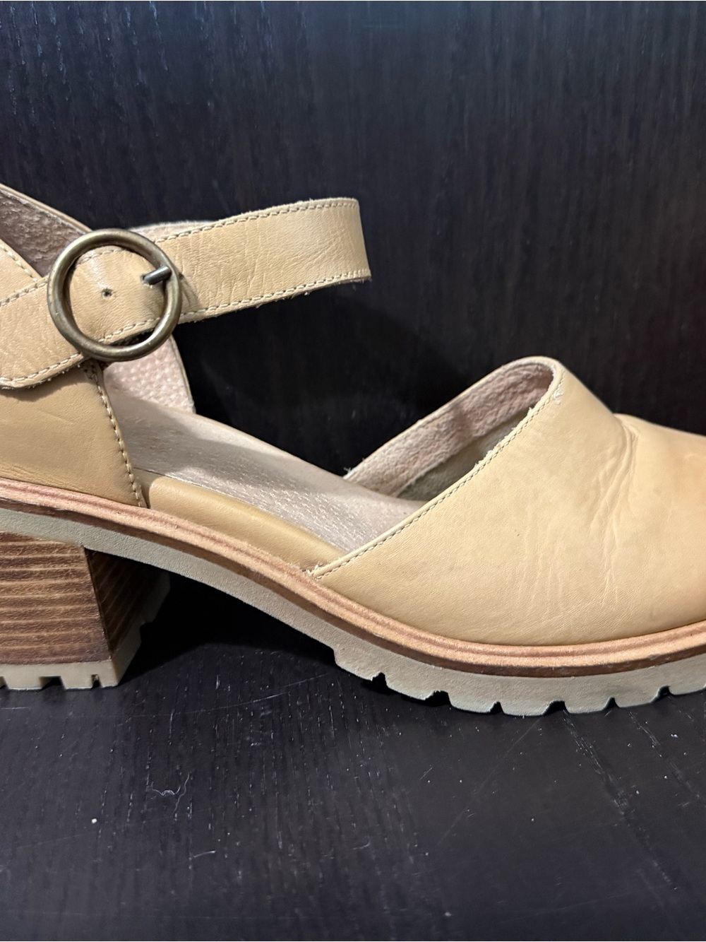Seychelles Tan Leather Block Heel Slingback